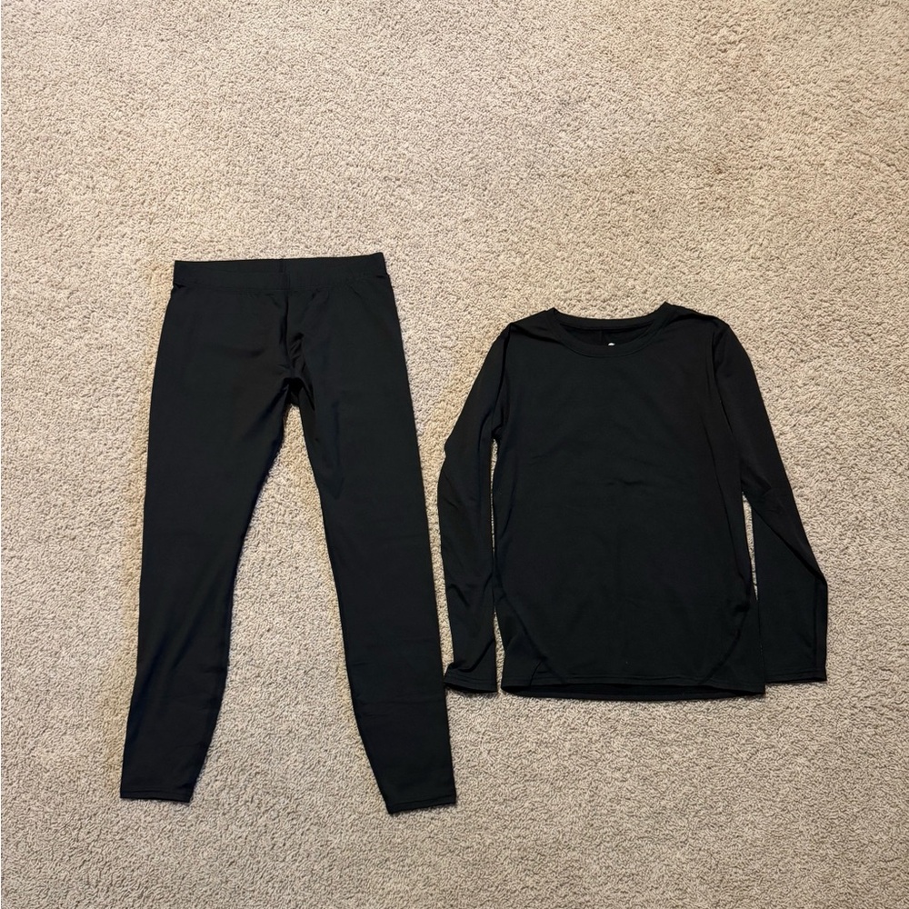 Men's Black Thermal Underwear Base Layer Set